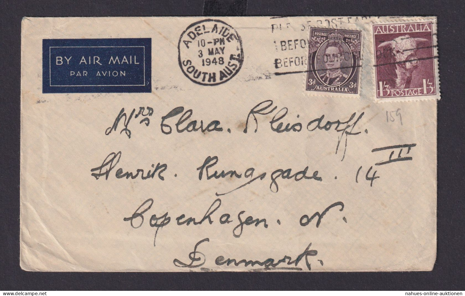 Australien Übersee Brief MIF Adelaide Kopenhagen Dänemark - Sammlungen