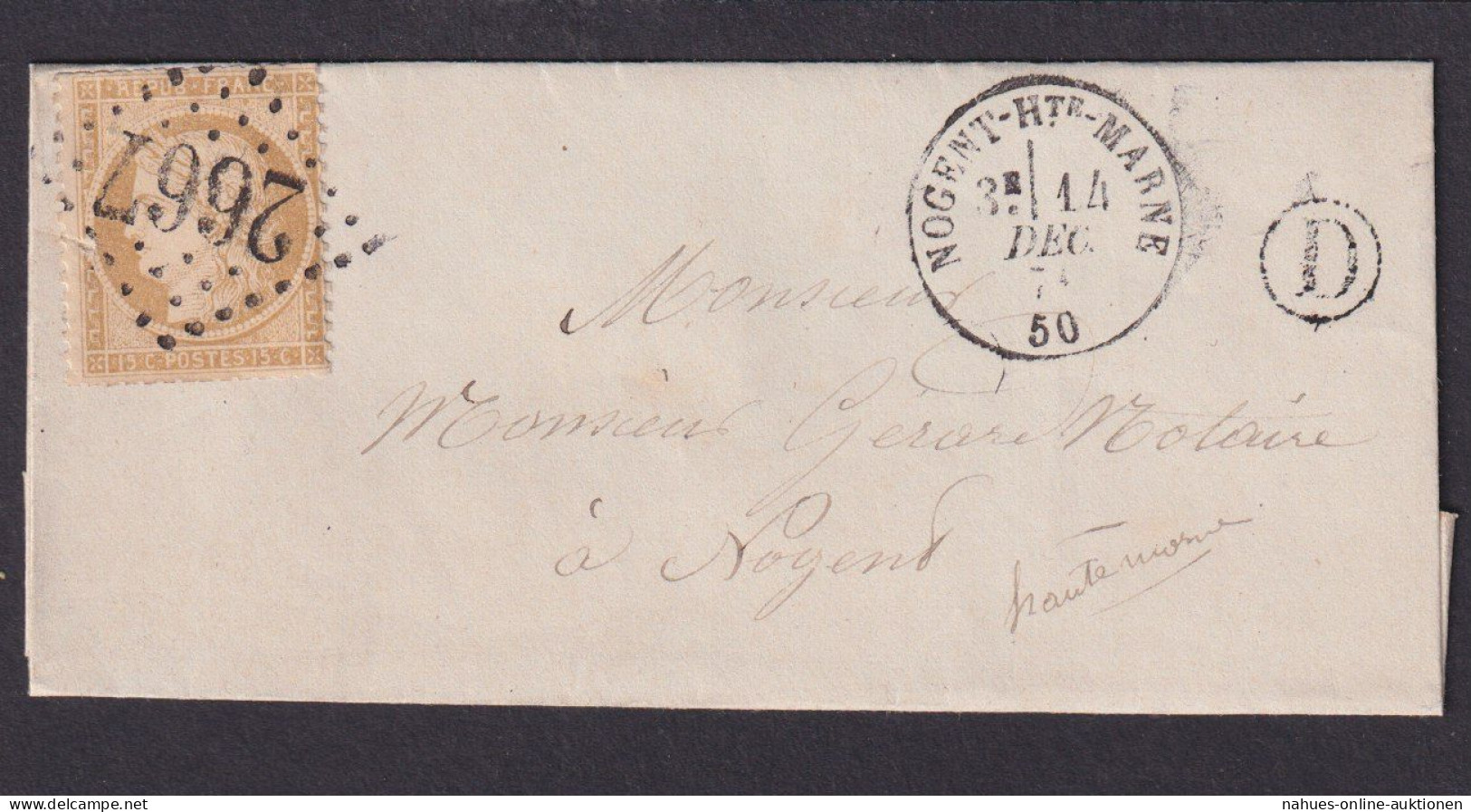 Frankreich Brief EF 15 C. Nr.St. 2667 Nogent - Hte - Marne - Storia Postale