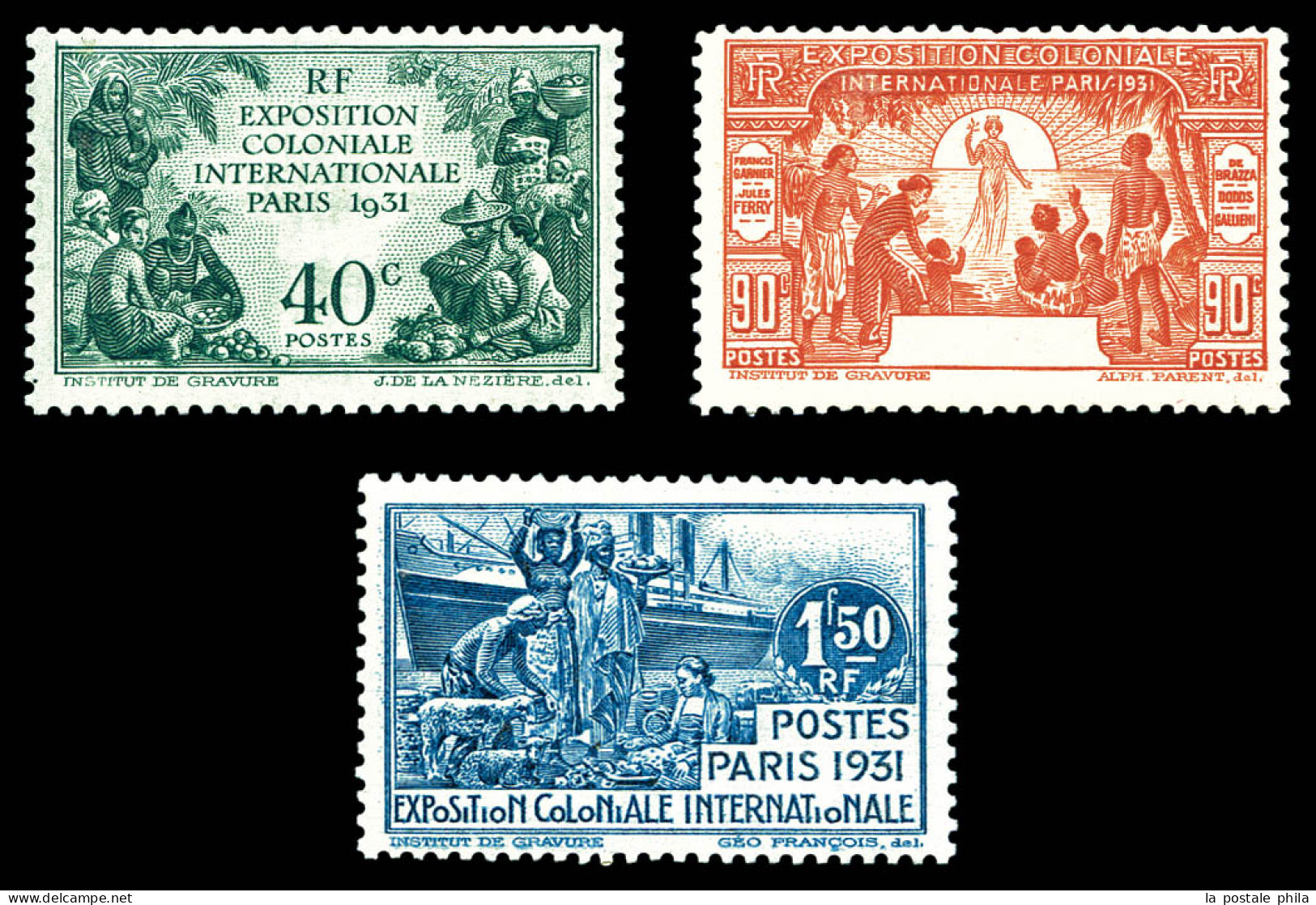 ** N°149a/52a, Expo Coloniale, 40c Vert, 90c Orange Et 1f50 Bleu Sans CAMEROUN, TB  Qualité: **  Cote: 300 Euros - Neufs