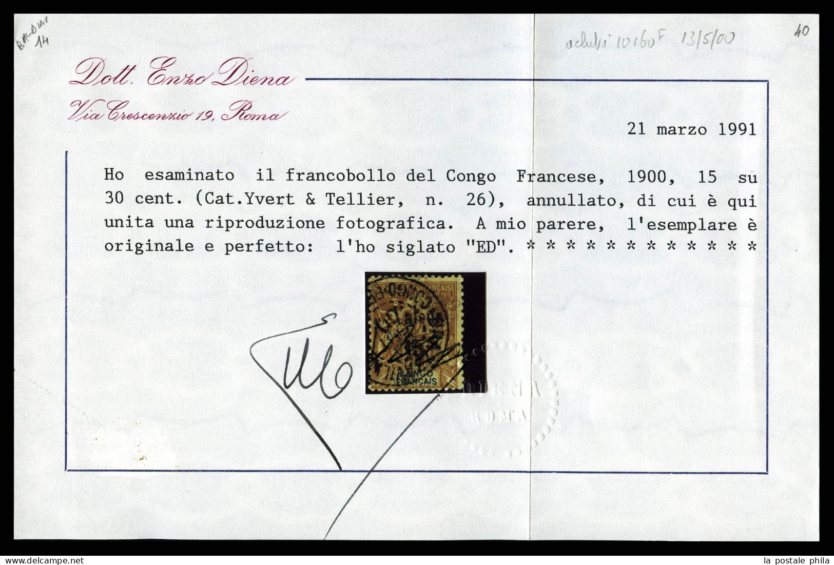 O N°26, 15c Sur 30c. SUPERBE. R.R. (signé Brun/certificats)  Qualité: Oblitéré  Cote: 4000 Euros - Used Stamps