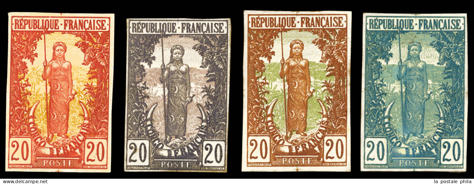 (*) N°33, Type Femme Bakalois 20c :4 épreuves Non Dentelée Grand Format. TTB  Qualité: (*) - Unused Stamps