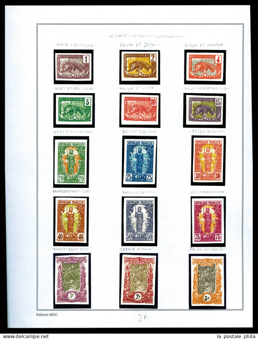 (*) N°27 à 41, Série De 1900: Les 15 Valeurs En Essais Sur Carton Dans La Couleur. TTB (certificat)  Qualité: (*)  Cote: - Unused Stamps