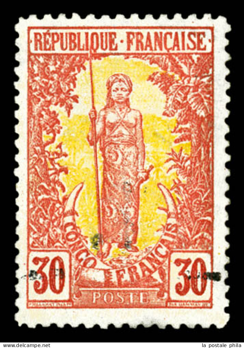 * N°46, 5c Sur 30c Brique Et Jaune: Surcharge Partielle Quasi Effacée, Variété Non Repertoriée. SUP. R. (signé Calves/ce - Unused Stamps