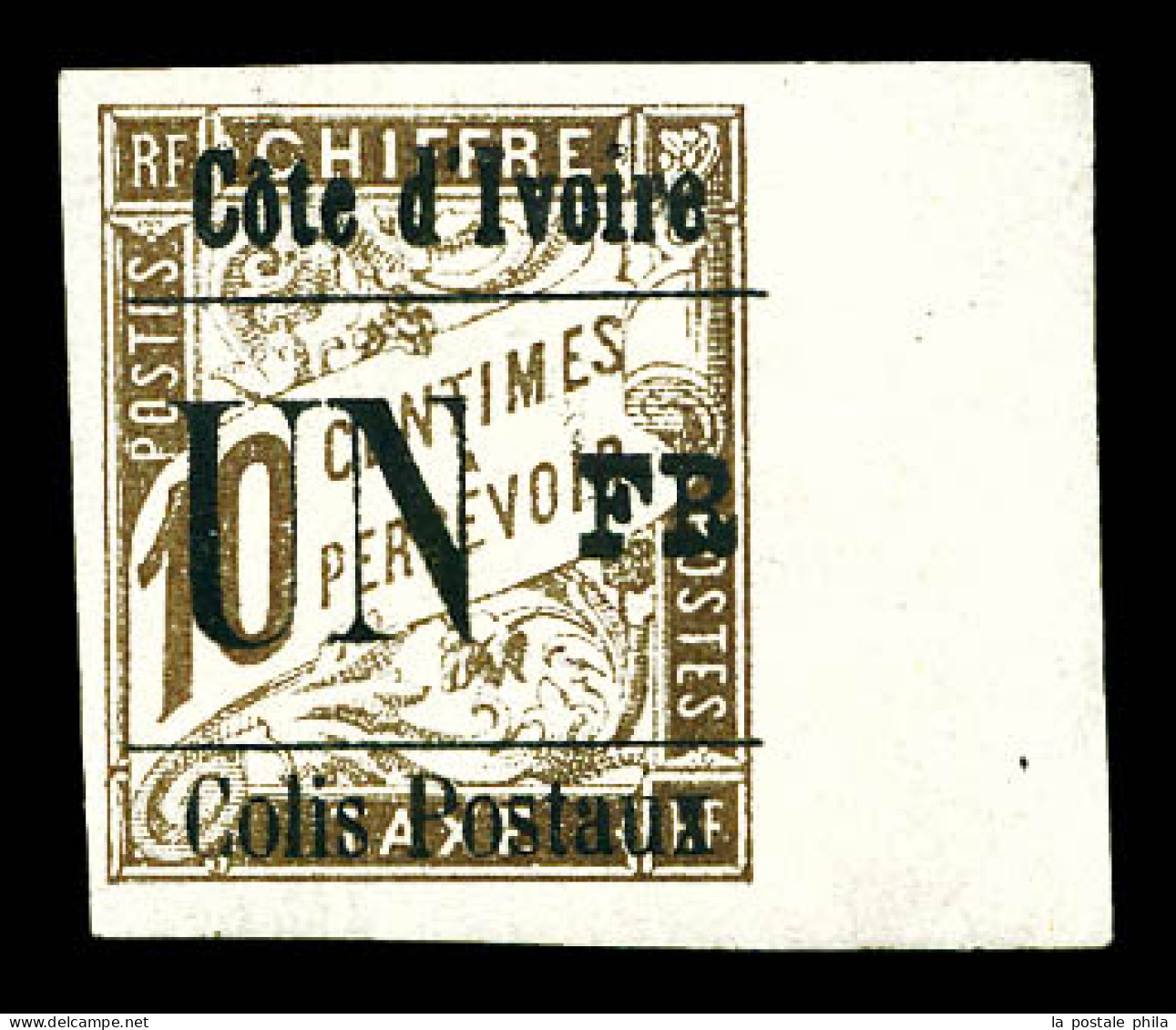 * Colis-Postaux N°8B, 1F Sur 10c Brun TYPE VIII, Bord De Feuille Latéral. SUPERBE. R.R. (signé Calves/certificat)  Quali - Unused Stamps
