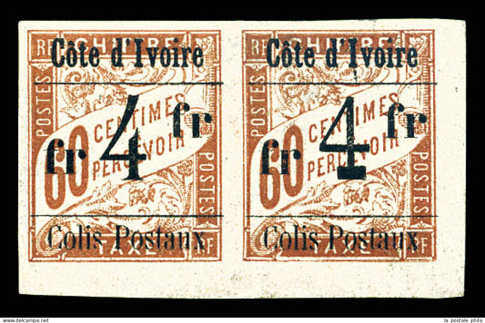 * Colis-Postaux N°11A/B, 4f Sur 60c, Type XVI Et XVII Se Tenant En Paire Coin De Feuille. SUPERBE. R. (signé Calves/cert - Neufs