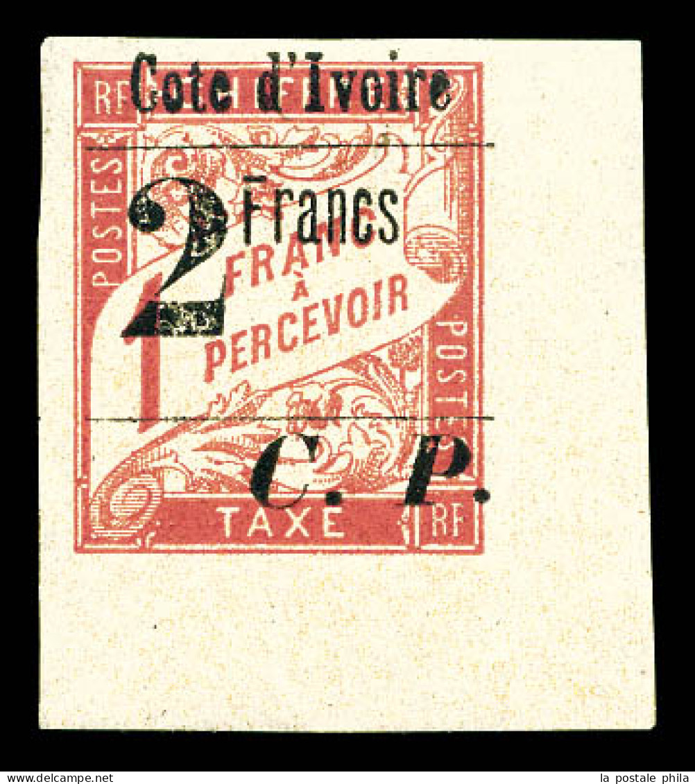 * Colis-Postaux N°20, 2f Sur 1f Rose Sur Paille, Coin De Feuille. SUP (signé Brun/certificat)  Qualité: *  Cote: 360 Eur - Unused Stamps