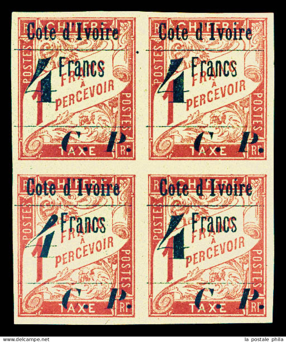 * Colis-Postaux N°21aa, Types I Et II Se Tenant Dans Un Bloc De Quatre Dont Un Type I **, Jolie Pièce. SUP. R. (certific - Unused Stamps