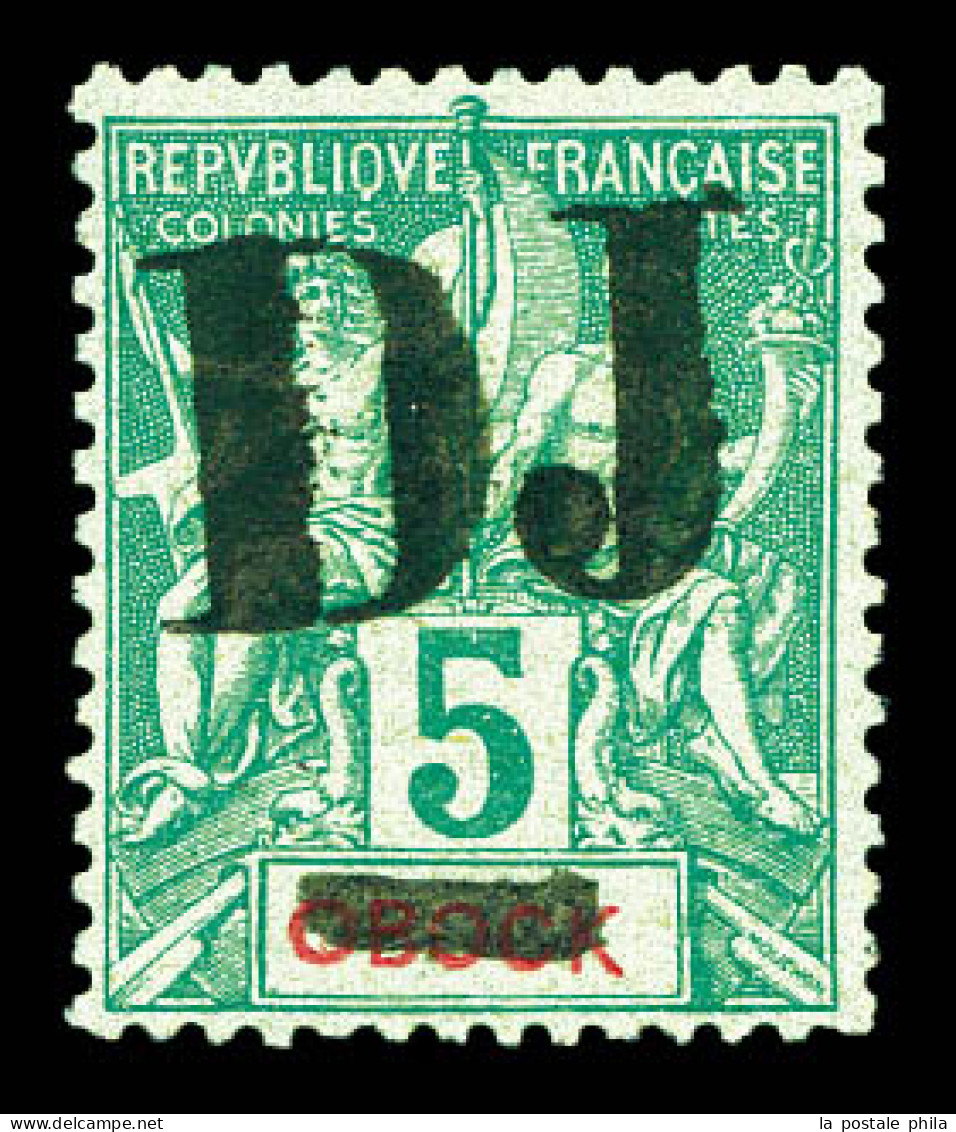 ** N°1, 5c Vert, Fraîcheur Postale. TTB (certificat)  Qualité: **  Cote: 520 Euros - Unused Stamps