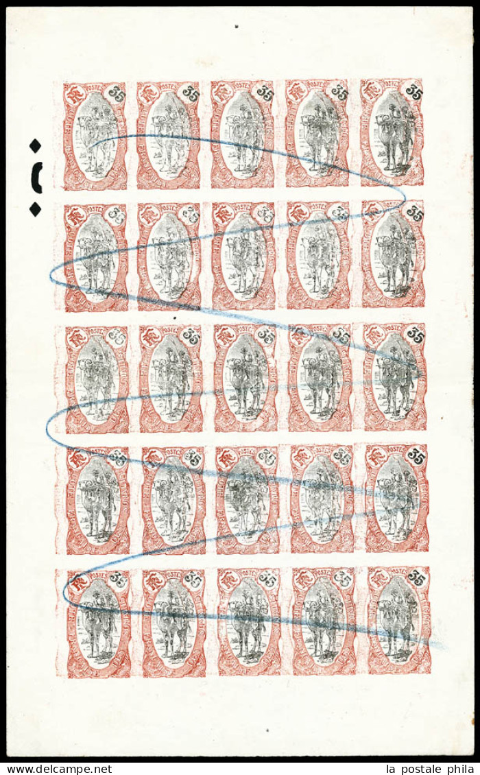 (*) N°75, Feuille Officielle D'essai Du 35c, Centre Noir, Annullée Au Crayon Bleu, RARE Et SUPERBE (certificat)  Qualité - Ungebraucht