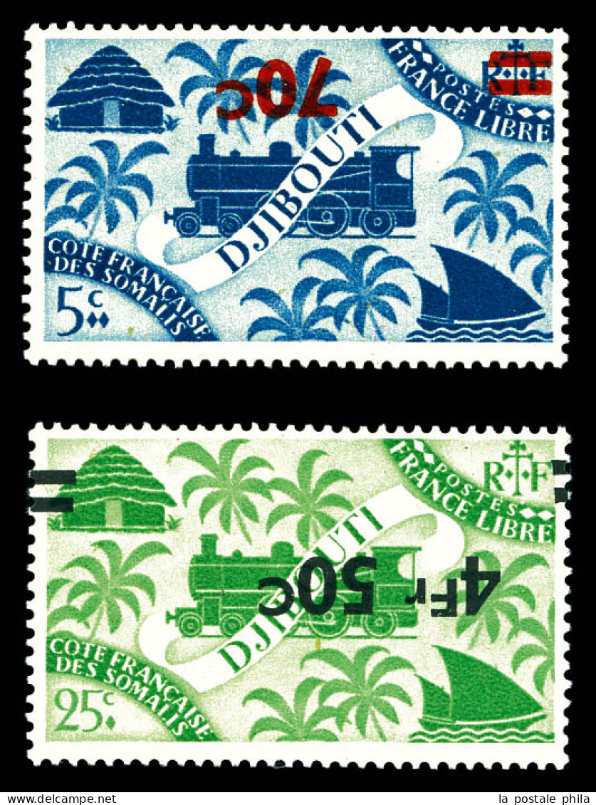 ** N°256a Et 260a: Surcharges Renversées Sur Les 2 Exemplaires. TTB (certificat)  Qualité: **  Cote: 600 Euros - Unused Stamps