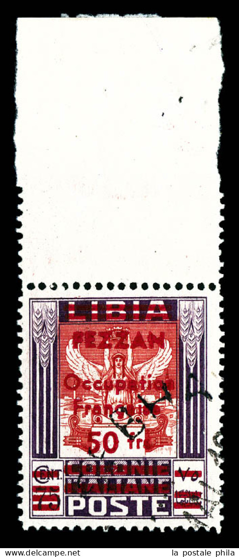 O N°10, 50f Sur 75c Violet Et Rouge, Bord De Feuille, Obl R.F. SEBHA, Tirage 79 Exemplaires. SUPERBE. R.R. (signé Bolaff - Used Stamps