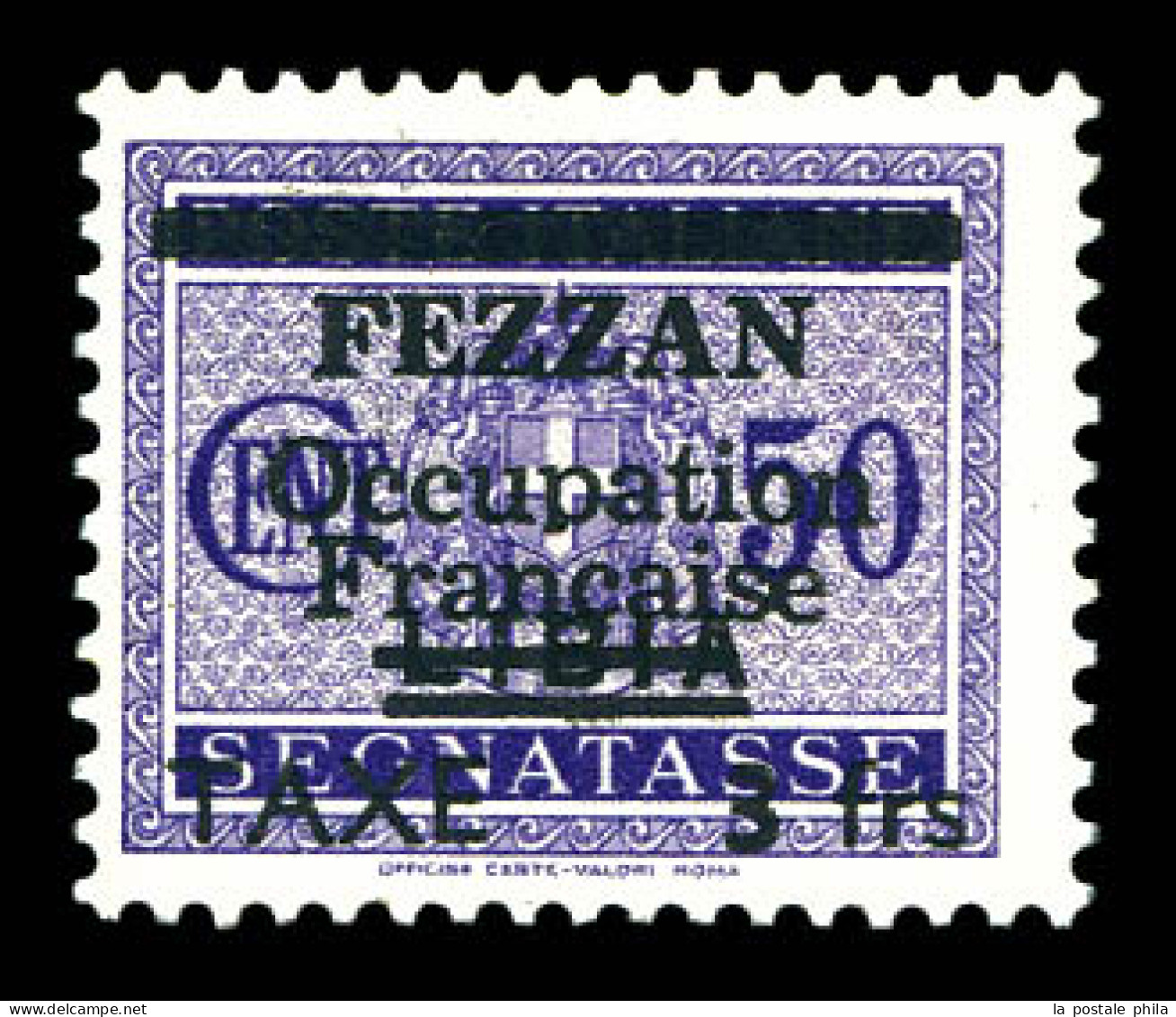 ** Taxe N°4, 3f Sur 50c Violet, Frais. SUP. R. (signé Calves/certificat)  Qualité: **  Cote: 3000 Euros - Unused Stamps