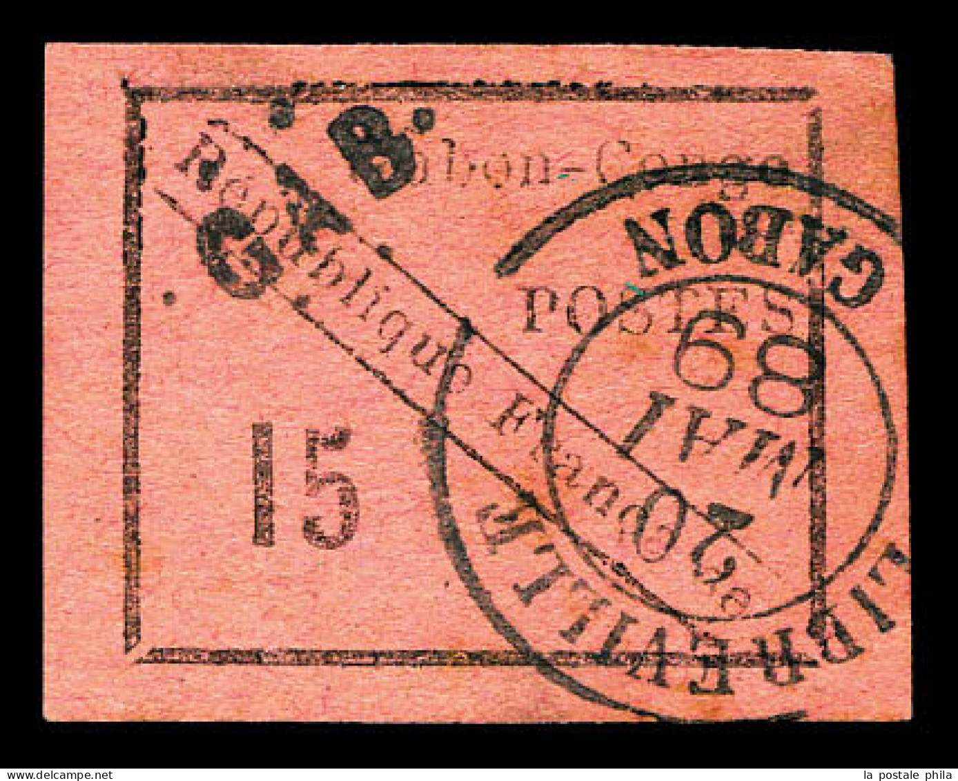 O N°14, 15c Noir Sur Rose Obl Càd De Libreville Le 20 Mai 1889, Quatre Belles Marges, SUPERBE (signé Brun/Calves/certifi - Used Stamps