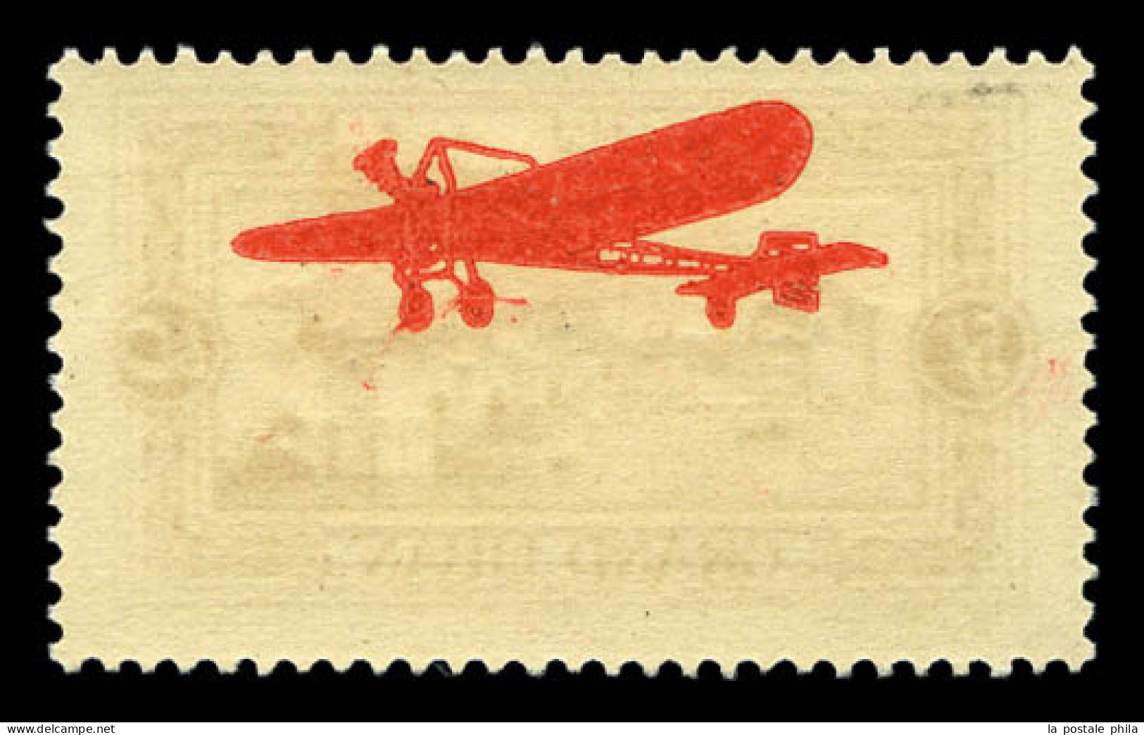 * N°27d, 5 Pi Violet, Surcharge Avion Rouge Recto-verso. TTB (certificat)  Qualité: *  Cote: 390 Euros - Airmail