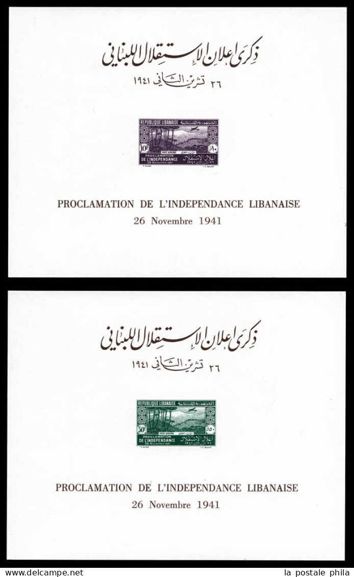 (*) N°6/7, Proclamation De L'indépendance Libanaise PA: Les 2 Feuillet Non Dentelés. SUP. R. (certificat)  Qualité: (*)  - Ongebruikt