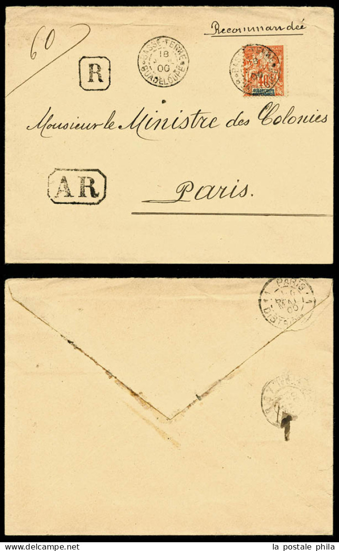 O N°36, 40c Rge-orange Seul Sur Lettre Recommandée De Basse Terre Le 18 Avril 1900 Pour Paris. TTB (certificat)  Qualité - Cartas & Documentos