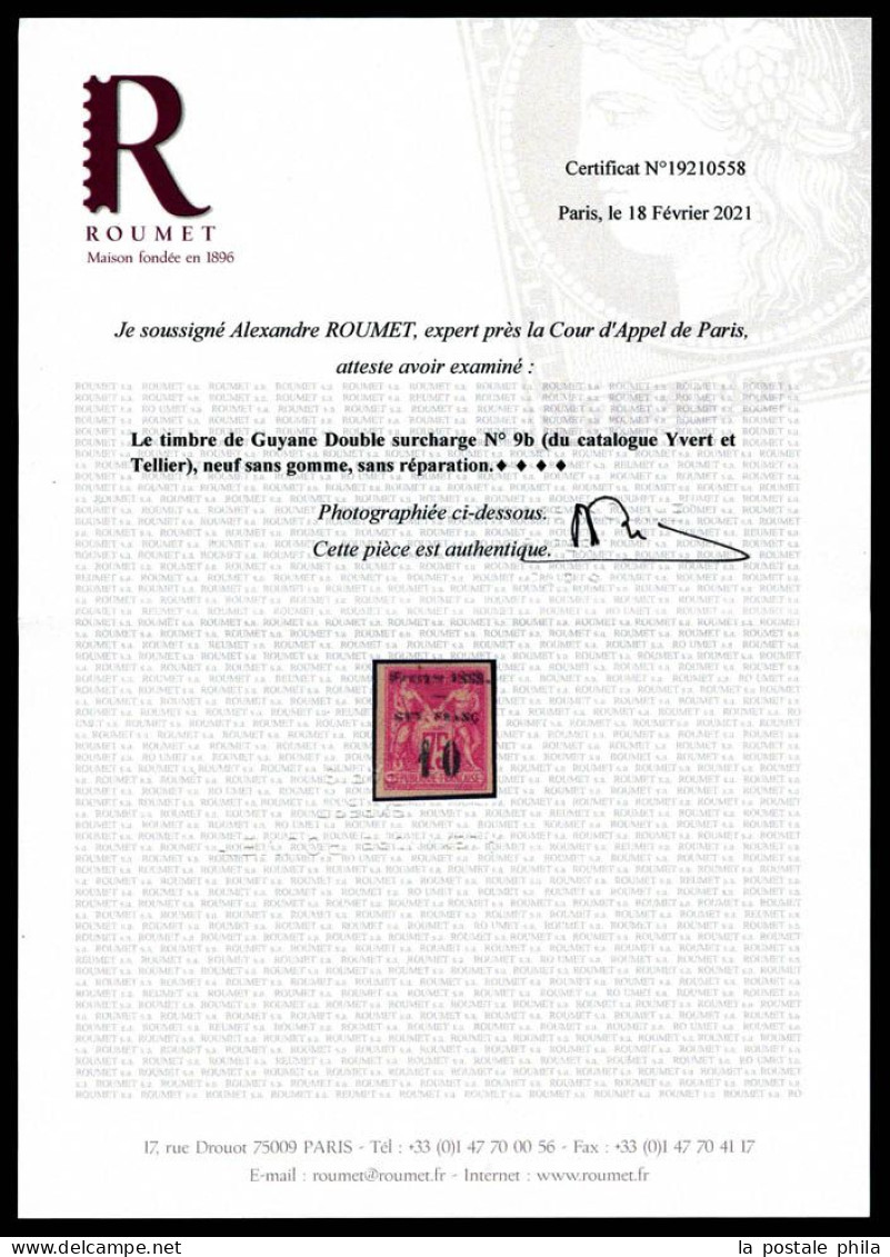 (*) N°9b, 10c Sur 75c Rose: Double Surcharge. SUP. R. (signé Brun/certificat)  Qualité: (*)  Cote: 1300 Euros - Nuevos