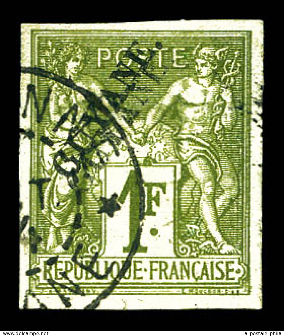 O N°15b, 1f Olive: DOUBLE SURCHARGE. SUP. R. (signé/certificats)  Qualité: Oblitéré  Cote: 850 Euros - Used Stamps