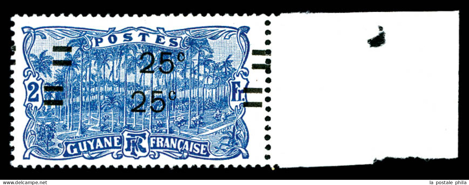 * N°98a, 25c S 2f Bleu, Double Surcharge Bdf. TTB  Qualité: *  Cote: 200 Euros - Unused Stamps