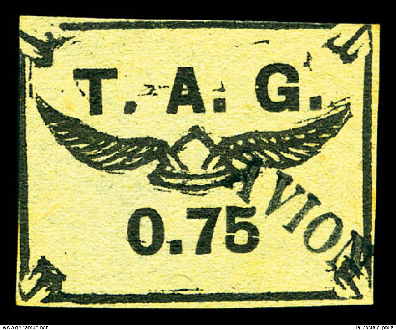 O N°4A, T.A.G, 75c Noir S/gris. TTB (signé Calves/certificat)  Qualité: Oblitéré  Cote: 1000 Euros - Gebruikt