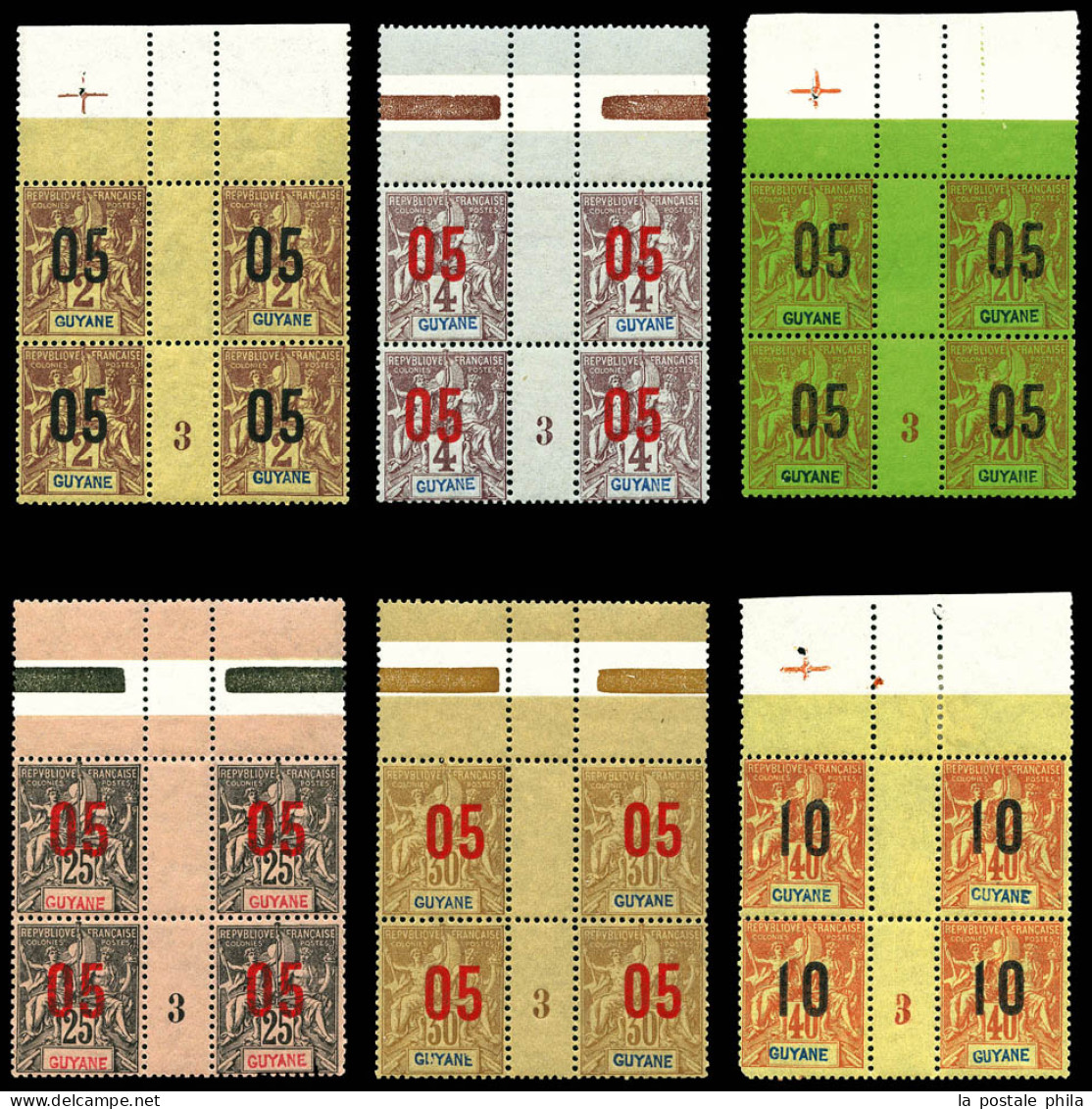 ** N°66/71, Les 5 Valeurs En Bloc De Quatre Haut De Feuille Millésime '3' (N°71 Pd). TB  Qualité: **  Cote: 473 Euros - Nuevos