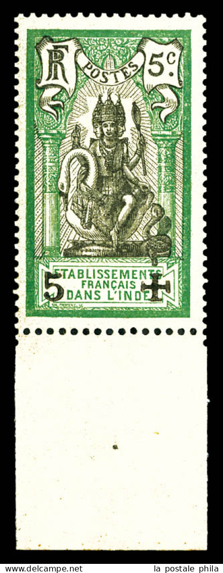 ** N°45Cb, 5c Vert Et Noir, Surcharge Noire, Bdf, Gomme Coloniale. TTB (certificat)  Qualité: **  Cote: 300 Euros - Unused Stamps