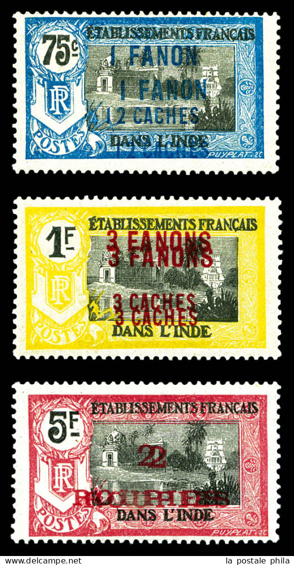 ** N°71a, 73a Et 76a, Les 3 Valeurs Double Surcharges. SUP (signés Brun/certificat)  Qualité: **  Cote: 990 Euros - Unused Stamps