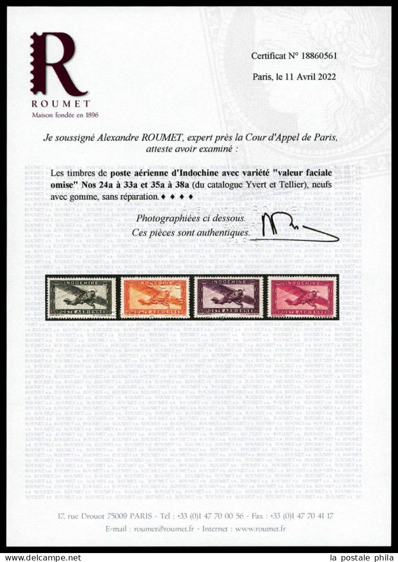 * N°24a/38a, Série Complète (sf 34): Valeurs Faciale Omise, Les 14 Exemplaires SUPERBE. R.R. (signés Brun/certificats) - Airmail