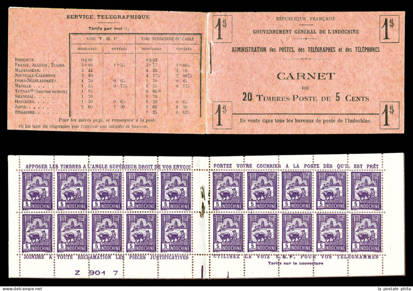 ** Carnets N°131-C1, 5c Laboureur, Carnet De 1$ Composé De 20 Timbres Avec Bas Daté. TTB. R. (certificat)  Qualité: ** - Unused Stamps