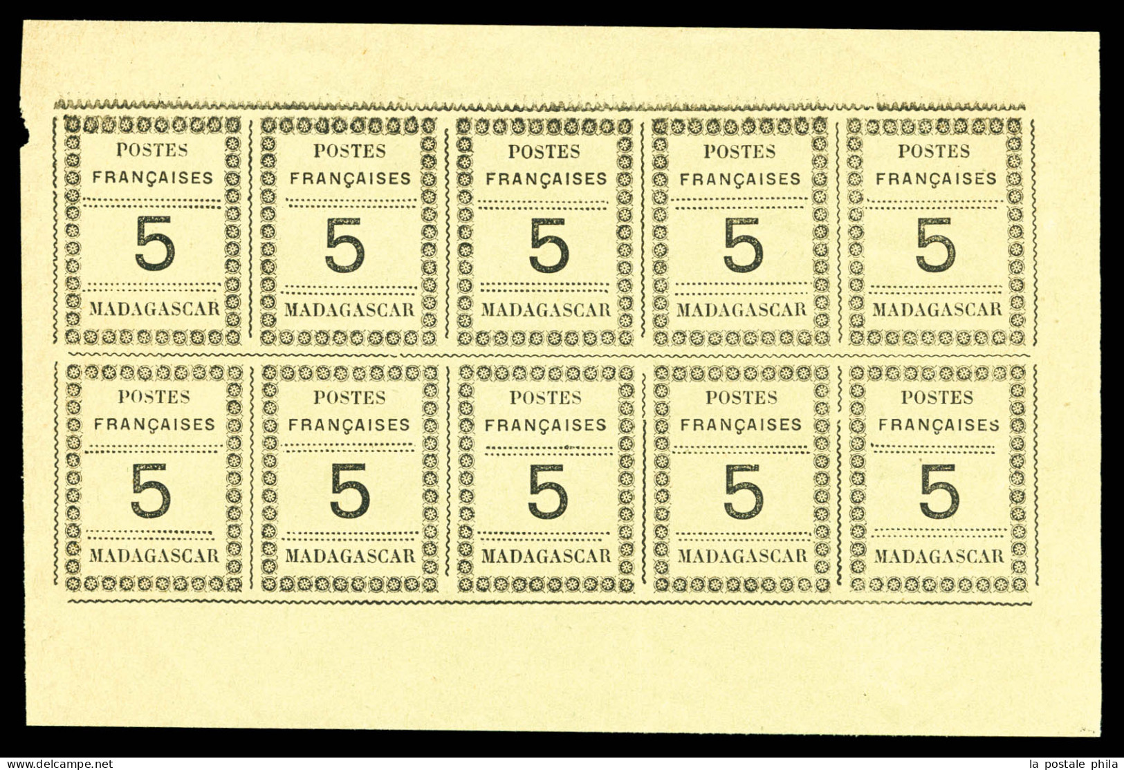 (*) N°8a, 5c Noir Sur Vert En Feuillet Complet De 10 Timbres, TTB (signé Calves/certificat)  Qualité: (*)  Cote: 3400 Eu - Neufs