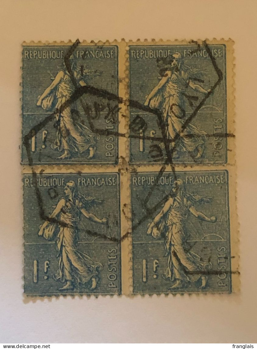 Timbre 205 1f Bleu En Bloc De 4   Oblitéré - Usati