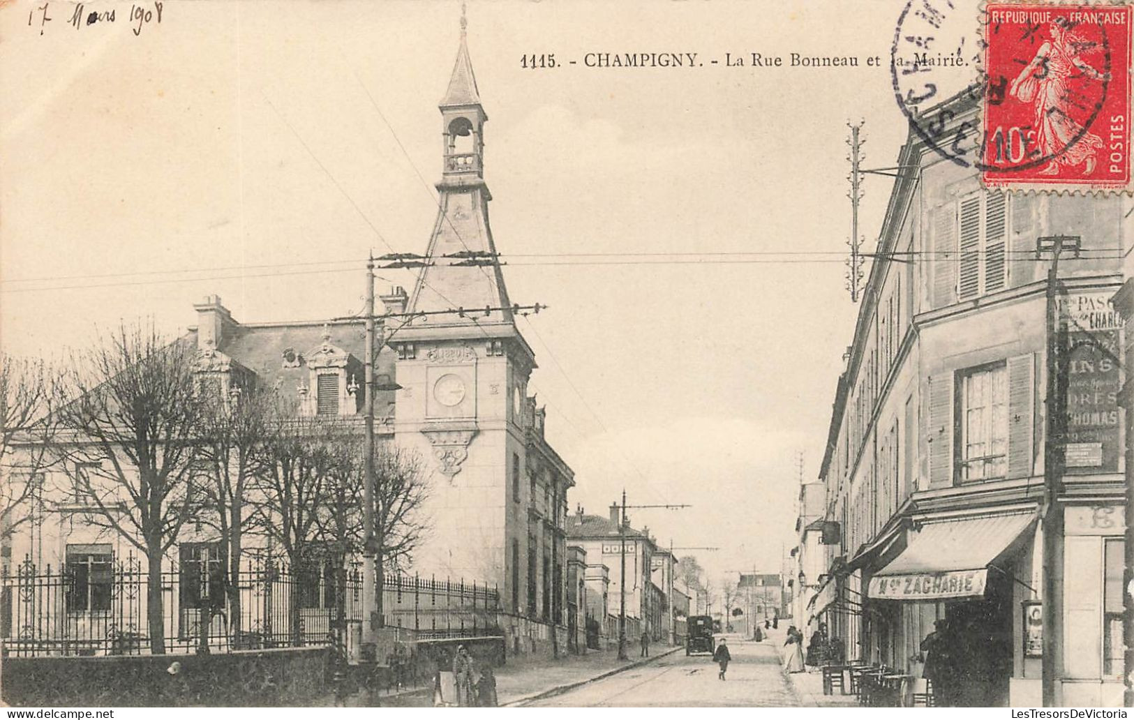 FRANCE - Champigny - Vue Sur La Rue Bonneau Et La Mairie - Vue Panoramique - Animé - Carte Postale Ancienne - Champigny Sur Marne