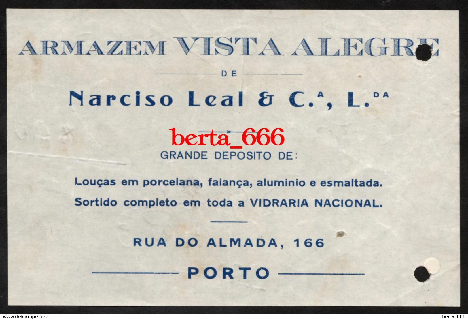 Armazém Vista Alegre * Narciso Leal * Porto * 1933 - Portugal