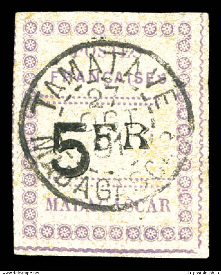 O N°13, 5f Violet Et Noir Sur Gris. TTB (signé Brun/certificat)  Qualité: Oblitéré  Cote: 1650 Euros - Gebruikt