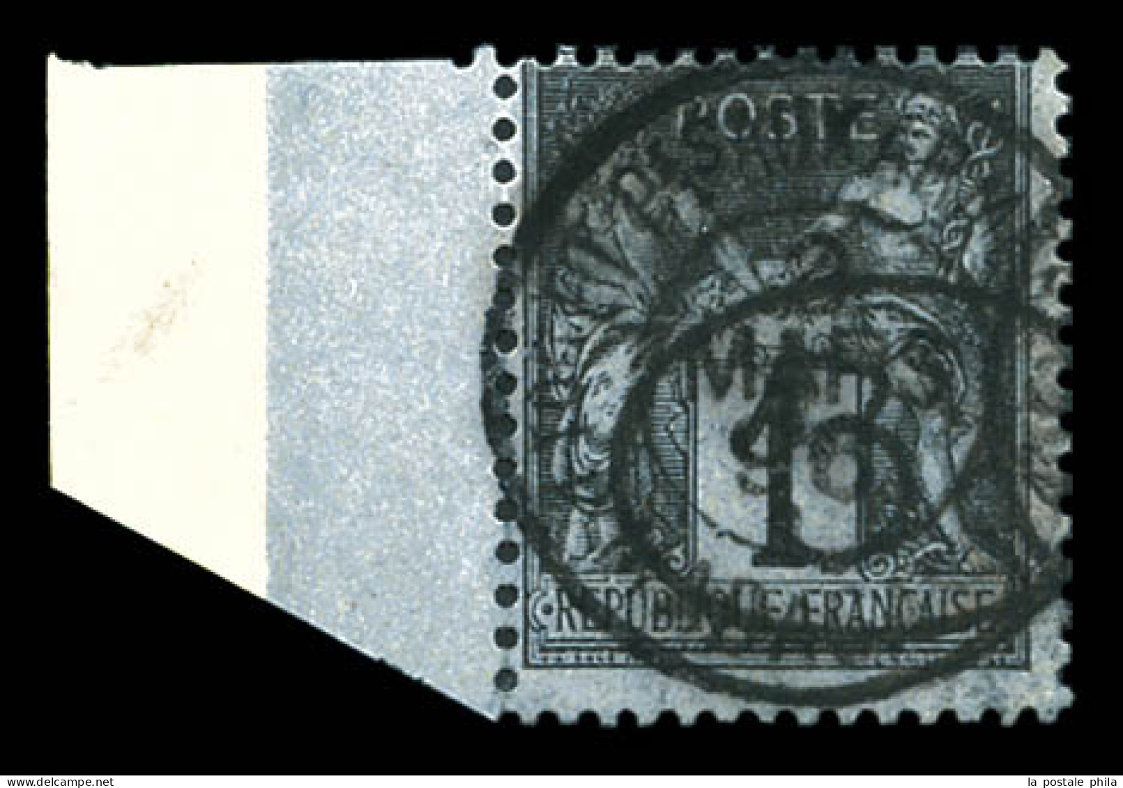 O N°23, 5c Sur 1c Noir Sur Azuré, Bord De Feuille. SUP (signé Brun/certificat)  Qualité: Oblitéré  Cote: 3500 Euros - Used Stamps