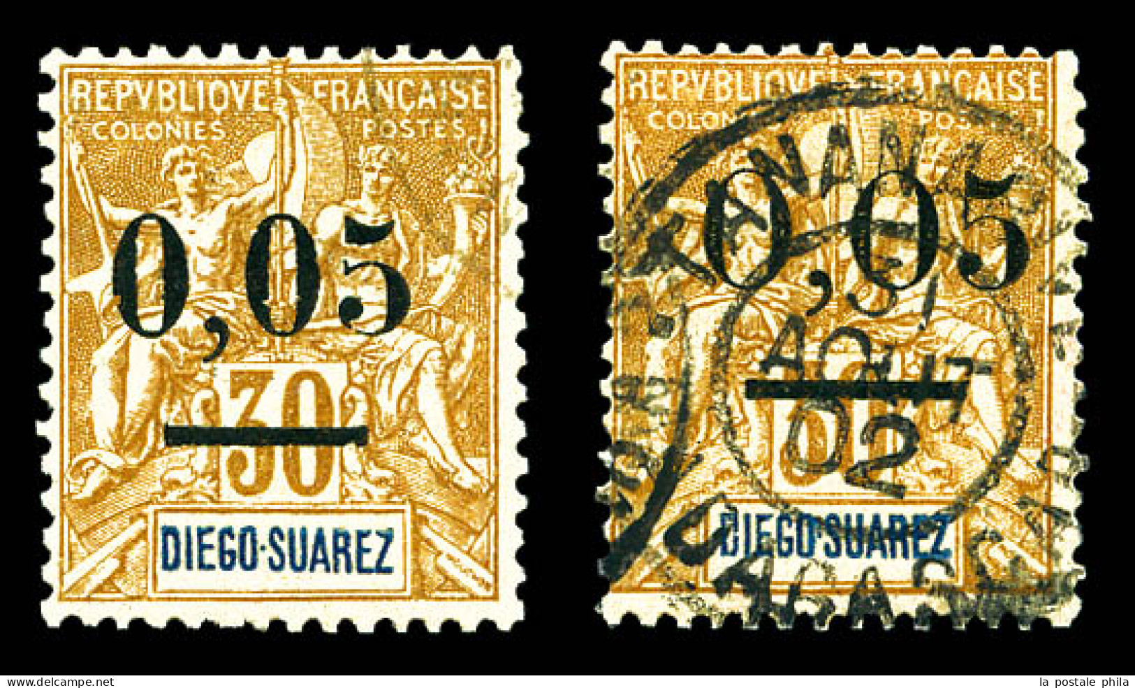O N°59 Et 61: 0.05 Sur 30c Type I Et Type II. TTB  Qualité: Oblitéré  Cote: 400 Euros - Used Stamps