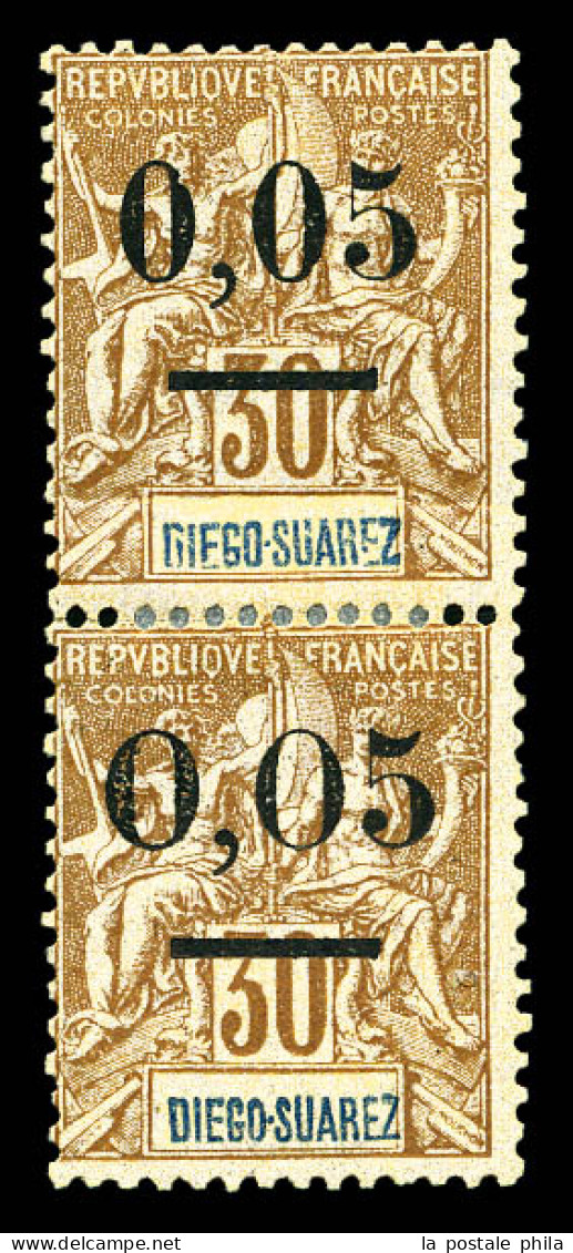 * N°61b, 0.05 Sur 30c: Type I Et II Se Tenant Verticalement. TTB (certificat)  Qualité: *  Cote: 700 Euros - Unused Stamps