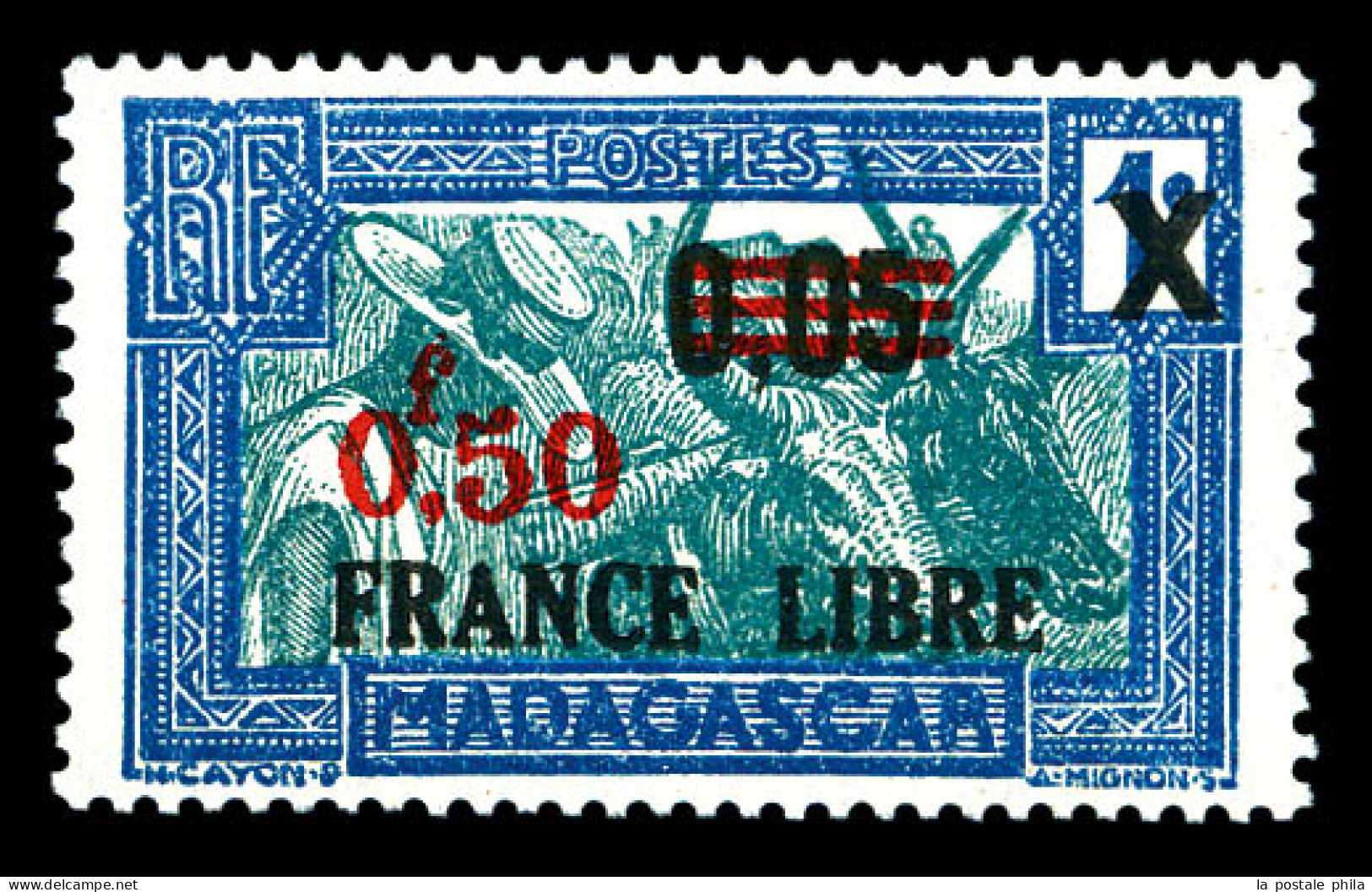 ** N°241c, 0.50 S 0.05 S 1c Bleu Clair Et Vert-bleu, Tirage 375 Ex. SUP. R. (certificat)  Qualité: **  Cote: 1200 Euros - Ongebruikt