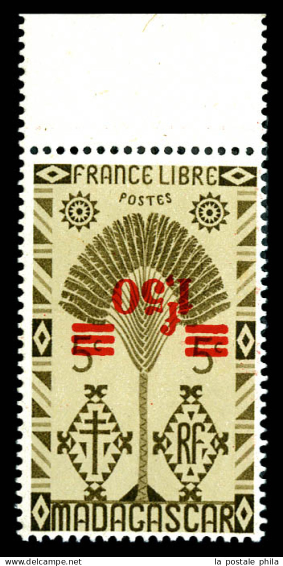 ** N°286a, 1f50 Sur 5c Brun-olive Bdf, Surcharge Renversée. SUP (certificat)  Qualité: **  Cote: 400 Euros - Unused Stamps