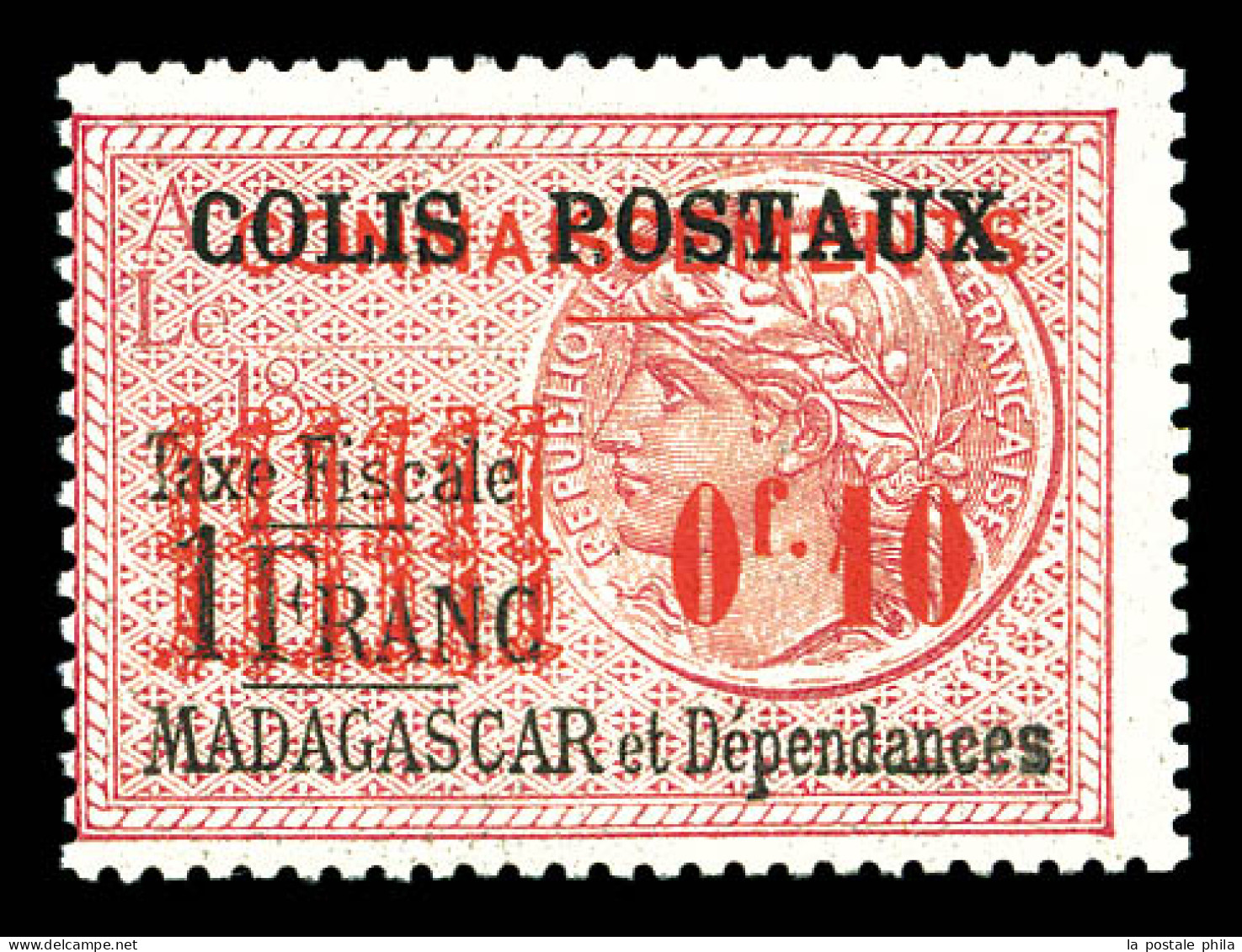 ** N°2, 10c Sur 1f Rose Et Noir. SUP (certificat)  Qualité: **  Cote: 300 Euros - Unused Stamps