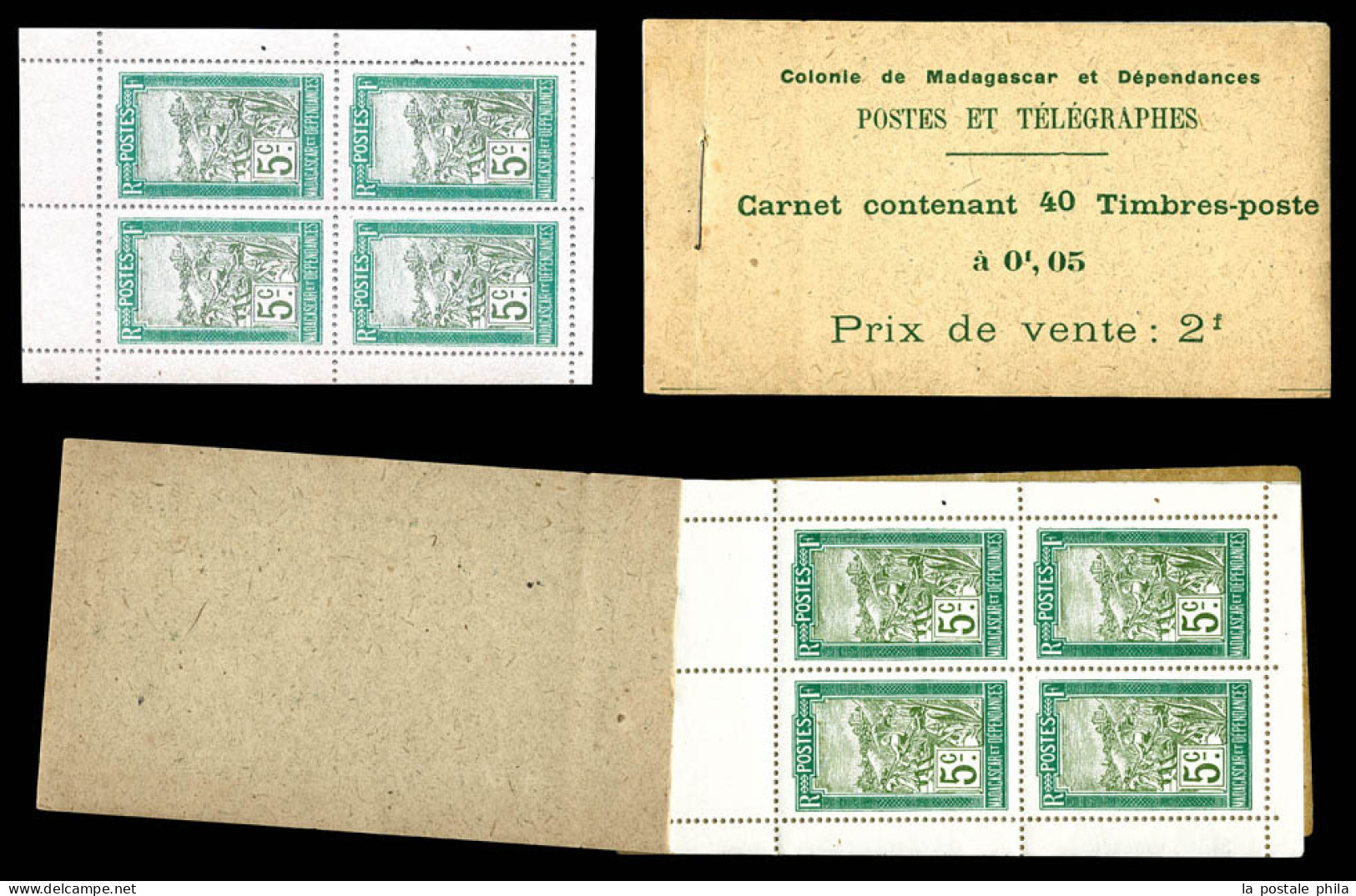 ** N°97-C1, 5c Vert-gris Et Vert, Carnet De 40 Timbres, Qualité Habituelle. R.R. (certificat)  Qualité: ** - Unused Stamps