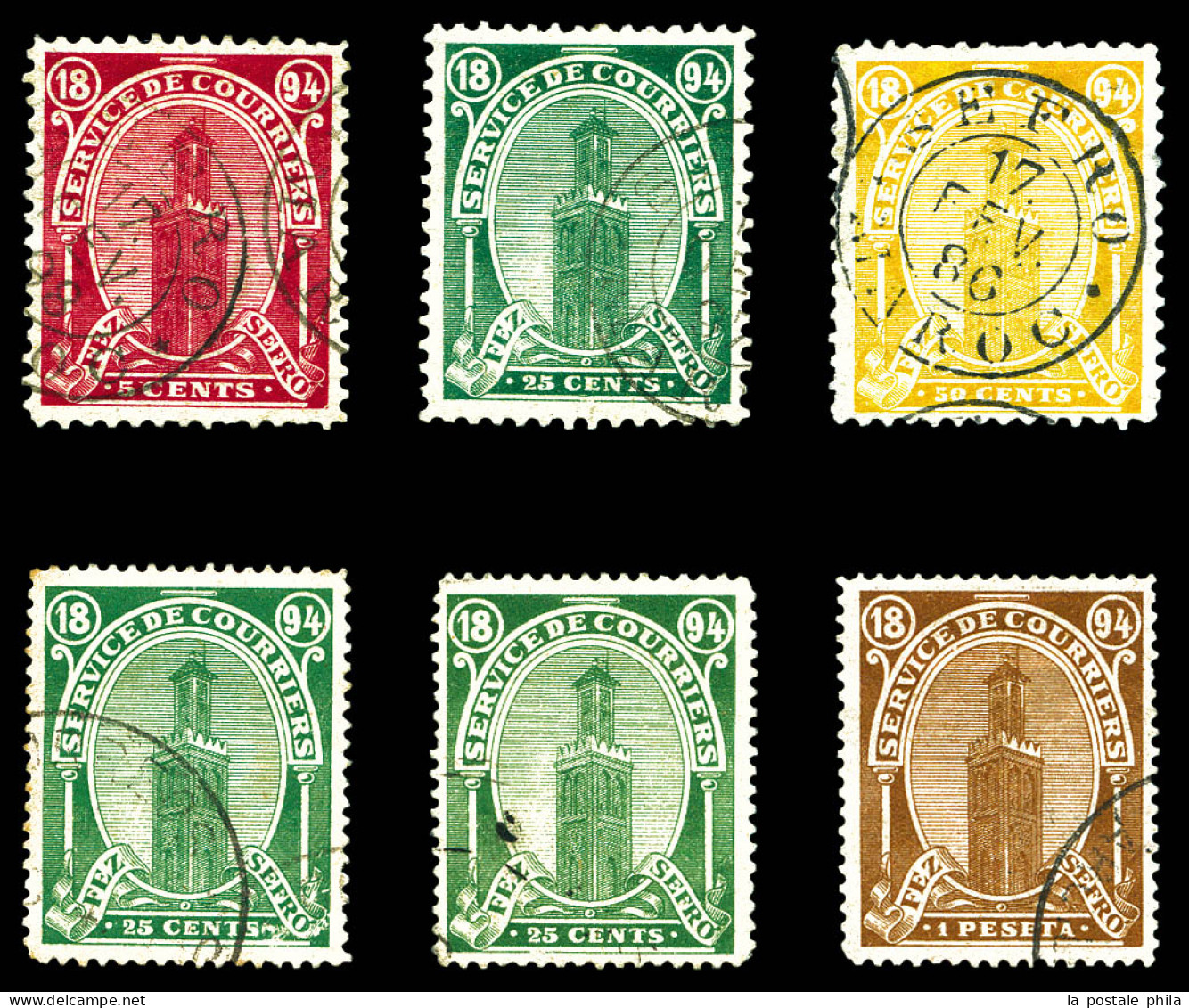 O Série De 1894 Dentelée 11 1/2 Et 14 X 14 1/2, Les 6 Valeurs SUP (certificat)  Qualité: Oblitéré  Cote: 990 Euros - Lokalausgaben