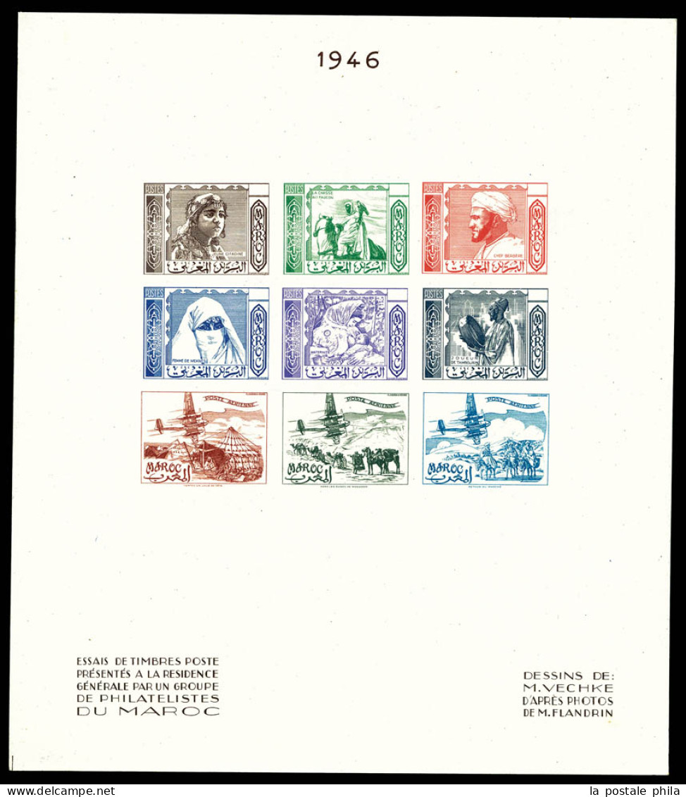 (*) Non Emis, épreuve Collective Sur Feuillet 213x185mm Composée De 6 Exemplaires Poste Et 3 Exemplaires De PA, Par M. V - Unused Stamps