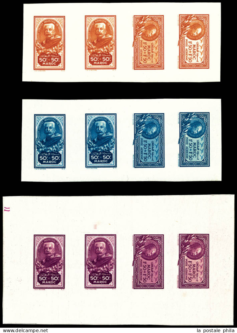 ** N°40 Paire Verticale + Poste N°150 En Paire: 3 Feuillets Non Dentelés Gommés: Orange, Bleu Et Lilas. SUPERBE. R.R. (c - Airmail