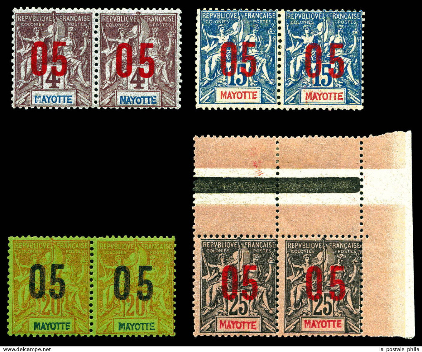 ** N°22Aa, 23Aa, 24Aa Et 25Aa, Les 4 Valeurs Surcharges Espacées Tenant à Normale. TB  Qualité: **  Cote: 198 Euros - Unused Stamps