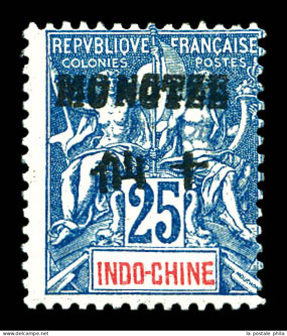 * N°8a, 25c Bleu: Double Surcharge MONGTZE. TTB (signé Scheller/certificat)  Qualité: *  Cote: 660 Euros - Unused Stamps