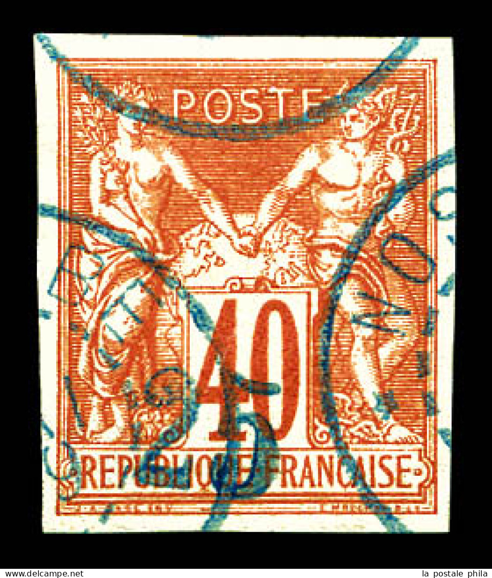 O N°1, 25 Sur 40c Rouge-orange Surcharge Bleu-pâle (1er Tirage). SUP. R. (signé Marquelet/certificat)  Qualité: Oblitéré - Used Stamps