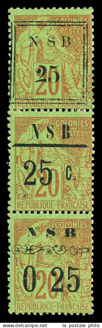 * Nos 10 + 13 + 16, Les Trois Types Se Tenant. En Bande De Trois Verticale, Très Frais. SUP. R.R. (certificat)  Qualité: - Unused Stamps