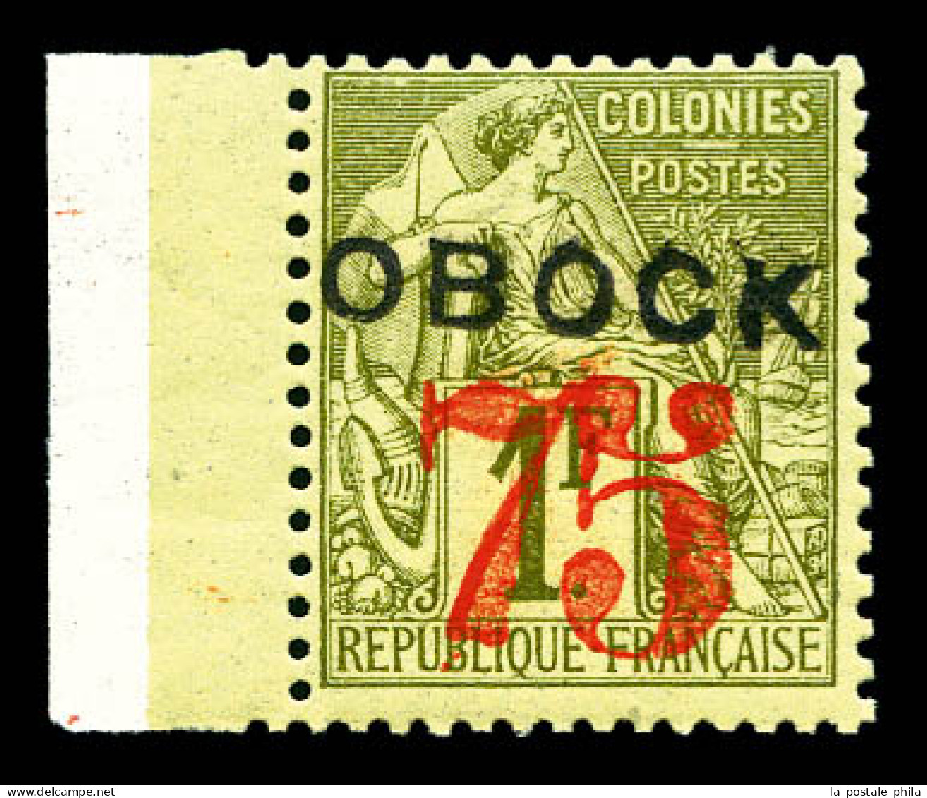 ** N°30, 75 Sur 1F, Bord De Feuille. SUP (certificat)  Qualité: **  Cote: 310 Euros - Unused Stamps