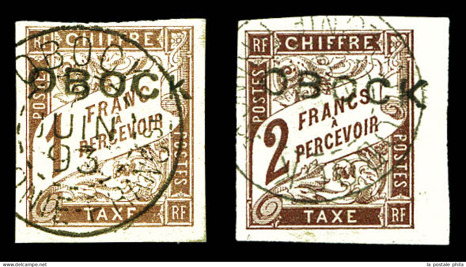 O Taxe N°16/17, 1f Et 2f Marron, Les 2 Valeurs SUP (certificat)  Qualité: Oblitéré  Cote: 630 Euros - Used Stamps